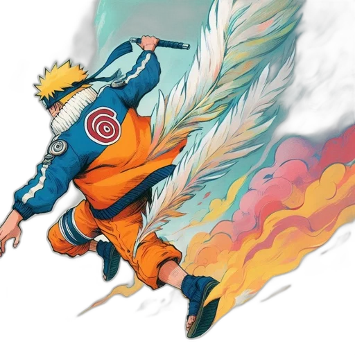 concept art, fantasy art, comic book art, watercolor, fire, colorful, anime, character transparent PNG cut-out