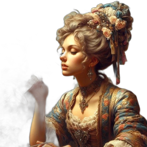 dress, jewelry, staff, face, fantasy art, oil painting, photorealistic, concept art transparent PNG cut-out