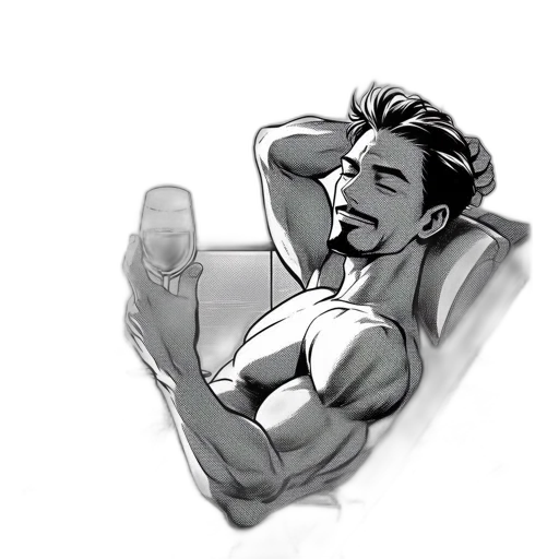 bottle, face, cartoon, comic book art, concept art, pencil sketch, man, reclines transparent PNG cut-out