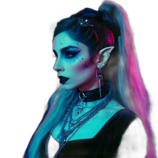 face, staff, jewelry, mask, cyberpunk, fantasy art, concept art, vaporwave transparent PNG cut-out