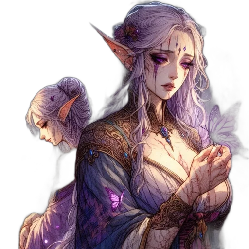 dragon, dress, staff, jewelry, fantasy art, concept art, watercolor, pixel art transparent PNG cut-out