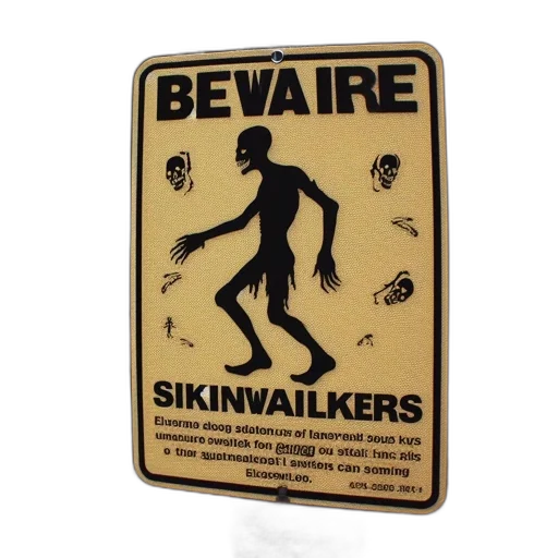 sign, posted, forest, warns, beware, featuring, illustrated, creature transparent PNG cut-out