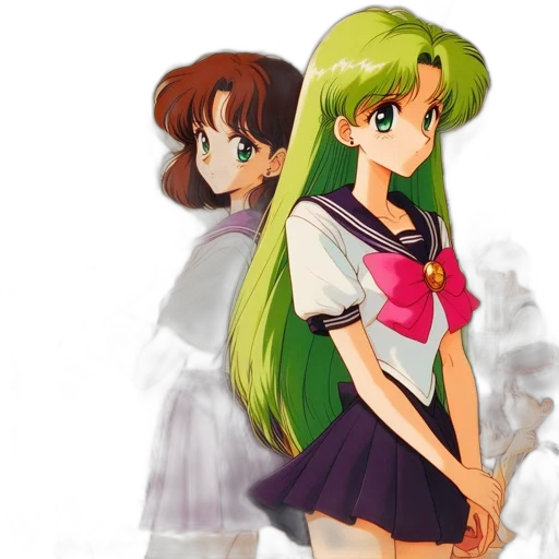 dress, anime, pixel art, concept art, vaporwave, outer space, fog, green transparent PNG cut-out