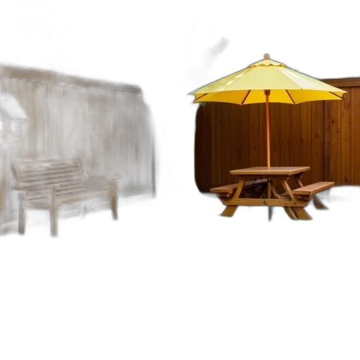 furniture, umbrella, 3d render, concept art, photorealistic, pixel art, rain, snow transparent PNG cut-out
