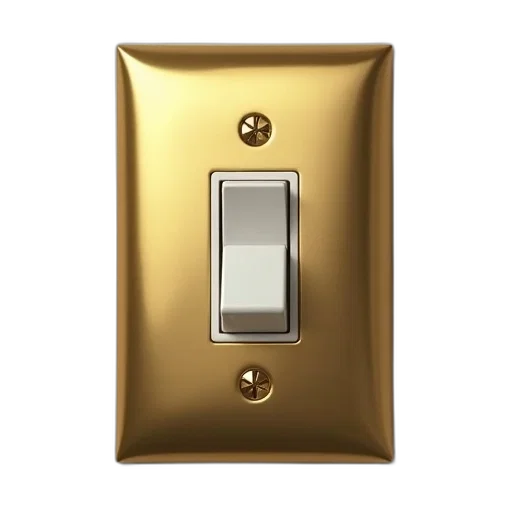 jewelry, furniture, 3d render, golden, gold-colored, light, switch, white transparent PNG cut-out