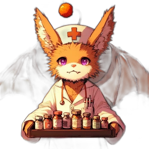 staff, pixel art, concept art, fantasy art, watercolor, animated, fox, character transparent PNG cut-out