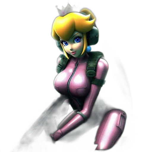 robot, weapon, dress, staff, concept art, 3d render, pixel art, vaporwave transparent PNG cut-out
