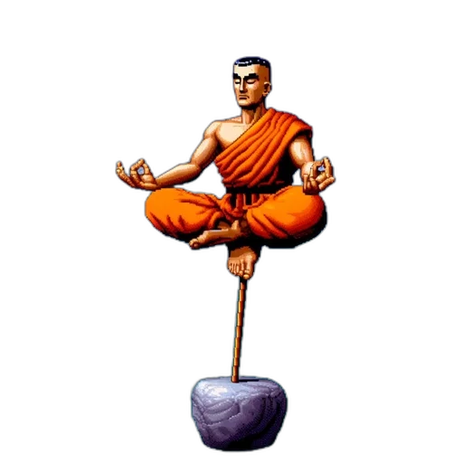 staff, pixel art, concept art, 3d render, photorealistic, muscular, man, orange transparent PNG cut-out