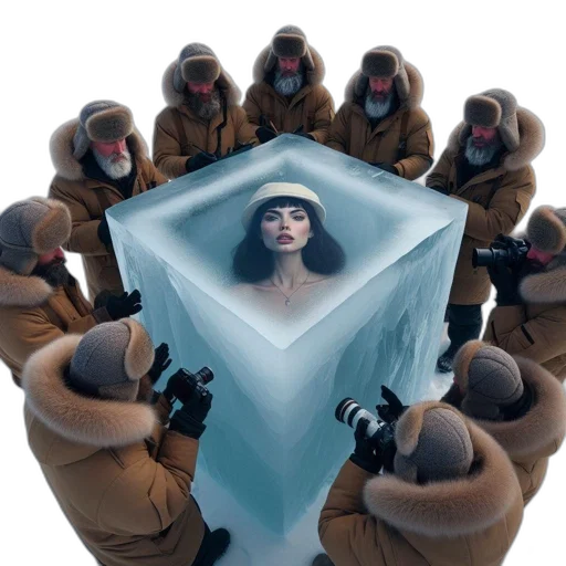 jacket, mask, umbrella, face, concept art, 3d render, underwater, snow transparent PNG cut-out