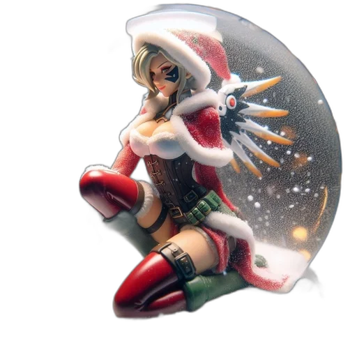 concept art, comic book art, fantasy art, 3d render, elaborate, figurine, resembling, santa-clad transparent PNG cut-out