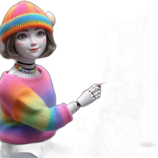 robot, hat, dress, jacket, 3d render, concept art, photorealistic, fantasy art transparent PNG cut-out