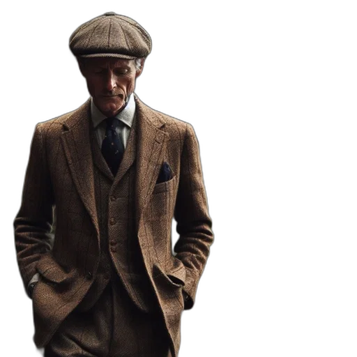 hat, jacket, face, photorealistic, concept art, earth tones, man, stands transparent PNG cut-out