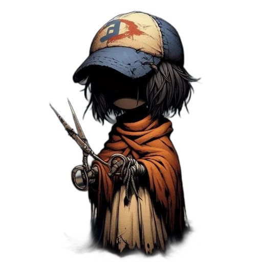 staff, hat, jacket, weapon, comic book art, concept art, fantasy art, pixel art transparent PNG cut-out