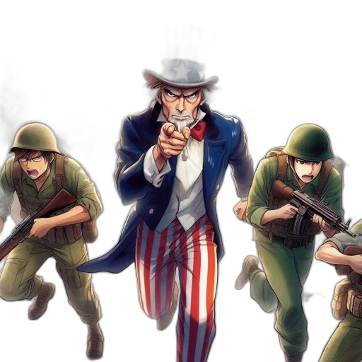 weapon, concept art, comic book art, cartoon, pixel art, uncle, sam, stands transparent PNG cut-out