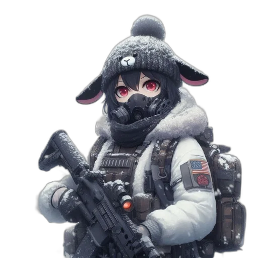 weapon, mask, animal, jacket, concept art, pixel art, cyberpunk, anime transparent PNG cut-out
