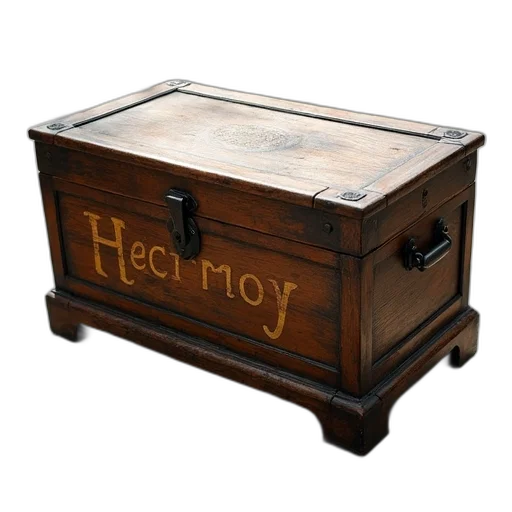 furniture, jewelry, wooden, chest, weathered, aged, appearance, placed transparent PNG cut-out