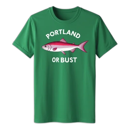 green, t-shirt, graphic, fish, displayed, against, white, background transparent PNG cut-out