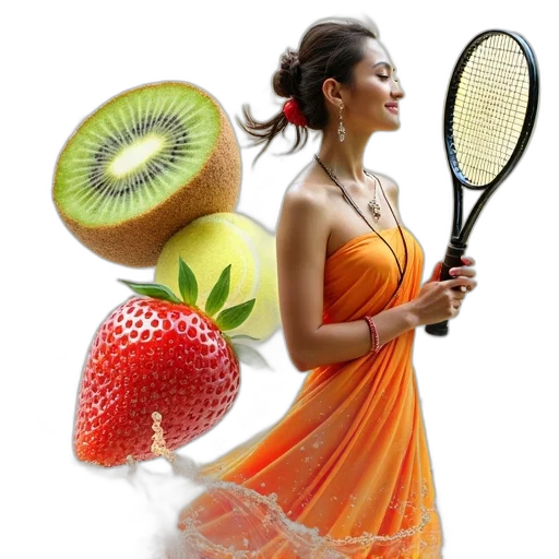 food, dress, photorealistic, 3d render, concept art, vibrant, advertisement, featuring transparent PNG cut-out