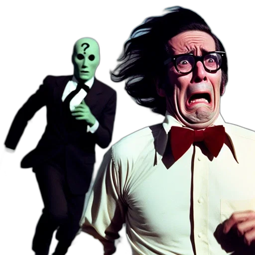 mask, concept art, comic book art, man, white, shirt, panicked, expression transparent PNG cut-out