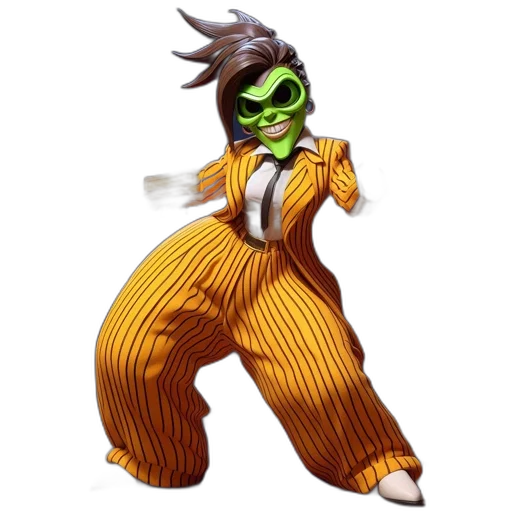 mask, jacket, staff, creature, concept art, 3d render, pixel art, green transparent PNG cut-out
