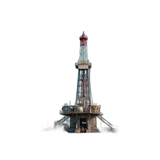 concept art, 3d render, large, oil, rig, standing, open, field transparent PNG cut-out
