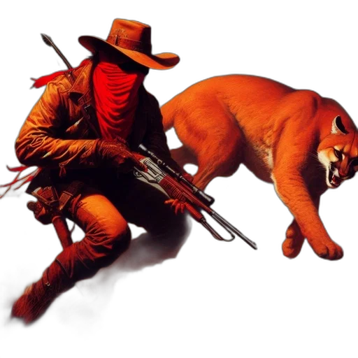 animal, weapon, concept art, pixel art, fantasy art, comic book art, red, rugged transparent PNG cut-out