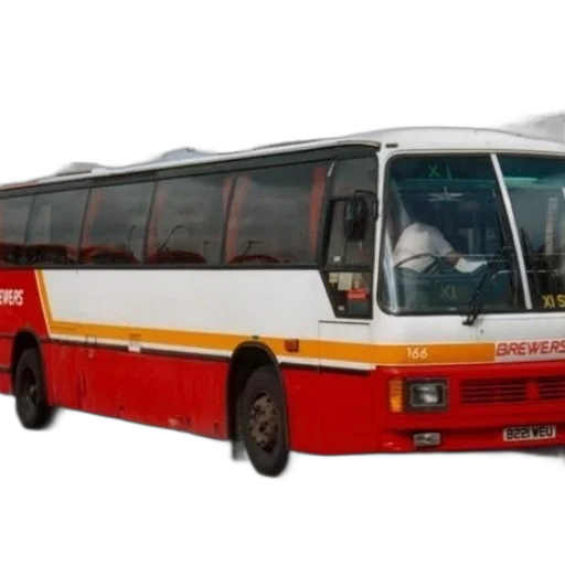 staff, 3d render, photorealistic, concept art, red, white, bus, word transparent PNG cut-out