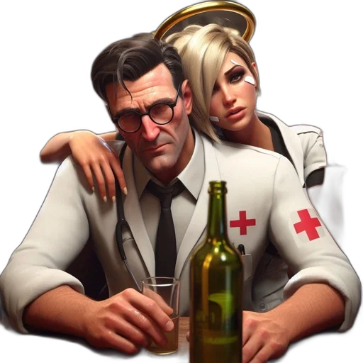 jacket, staff, bottle, concept art, pixel art, comic book art, cyberpunk, fire transparent PNG cut-out
