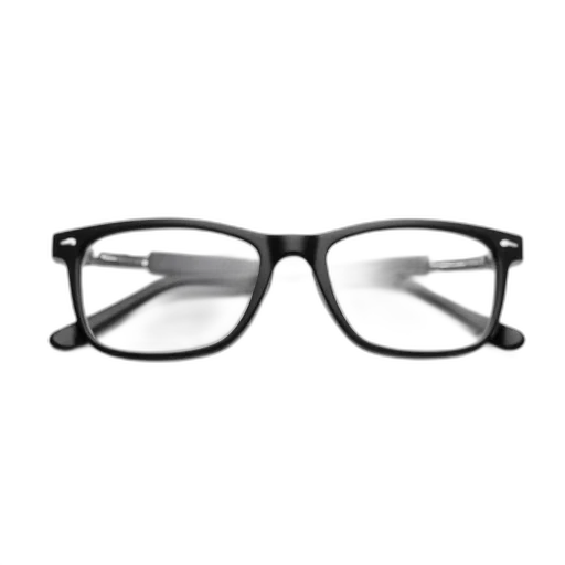 3d render, pair, eyeglasses, black, frames, silver, hinges, displayed transparent PNG cut-out