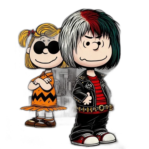 jacket, cartoon, comic book art, concept art, cyberpunk, artwork, iconic, peanuts transparent PNG cut-out