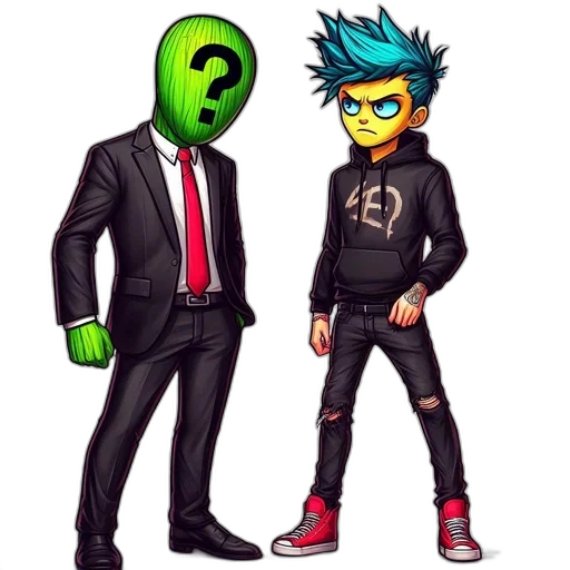 mask, jacket, staff, pixel art, concept art, cartoon, 3d render, neon transparent PNG cut-out