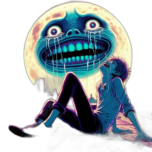 mask, creature, face, robot, concept art, comic book art, anime, vaporwave transparent PNG cut-out