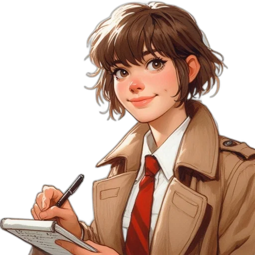 jacket, face, staff, watercolor, anime, concept art, cartoon, red transparent PNG cut-out