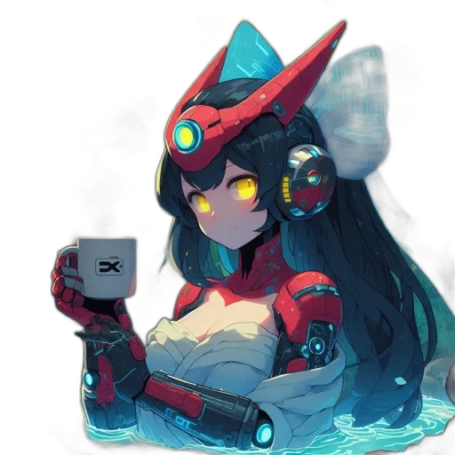 robot, weapon, staff, creature, concept art, cyberpunk, pixel art, fantasy art transparent PNG cut-out
