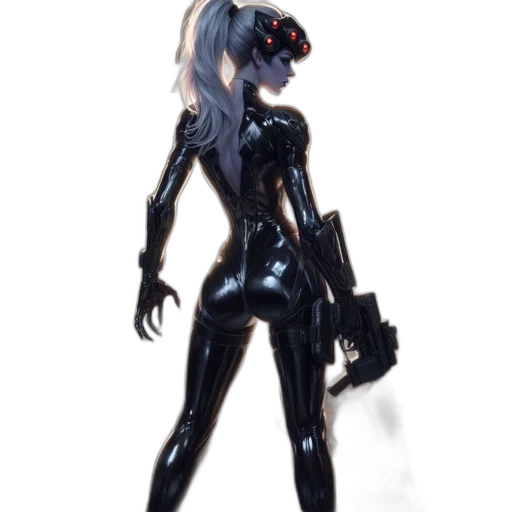 robot, mask, creature, staff, concept art, cyberpunk, comic book art, 3d render transparent PNG cut-out