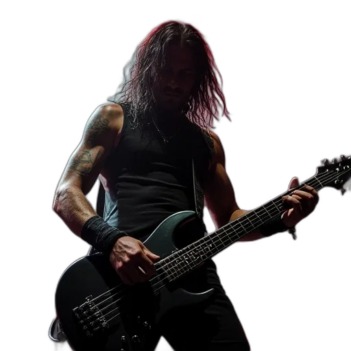 photorealistic, person, bassist, australian transparent PNG cut-out