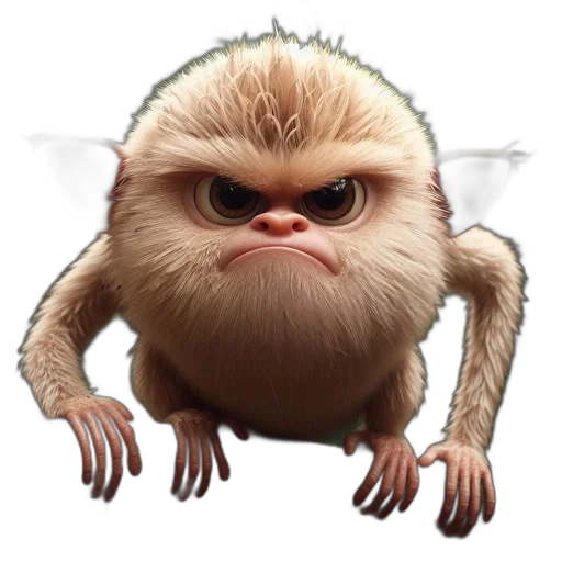 creature, animal, face, staff, concept art, 3d render, photorealistic, digital transparent PNG cut-out