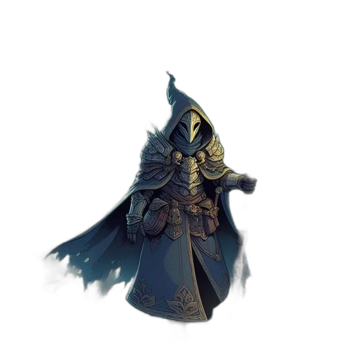 mask, staff, jacket, sword, concept art, fantasy art, pixel art, watercolor transparent PNG cut-out