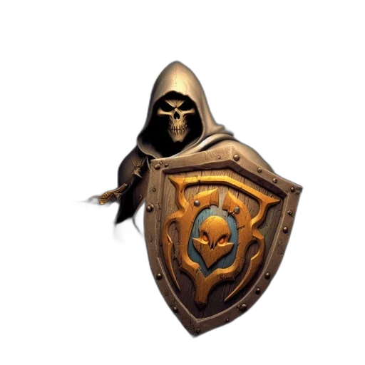 mask, weapon, staff, sword, concept art, 3d render, fantasy art, hooded transparent PNG cut-out