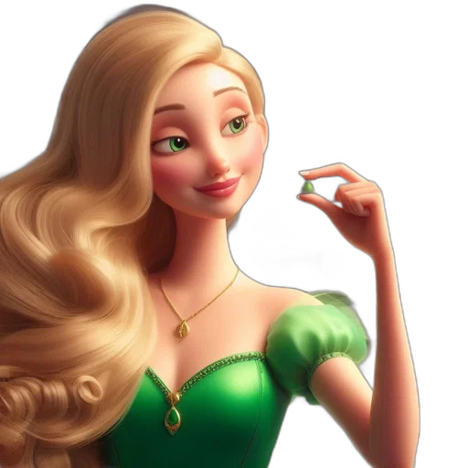 dress, jewelry, fantasy art, 3d render, cartoon, photorealistic, green, animated transparent PNG cut-out