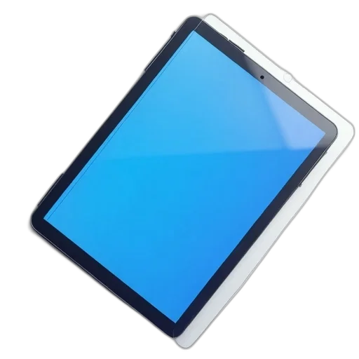robot, 3d render, blue, monochrome, closed, tablet, visible, screen transparent PNG cut-out