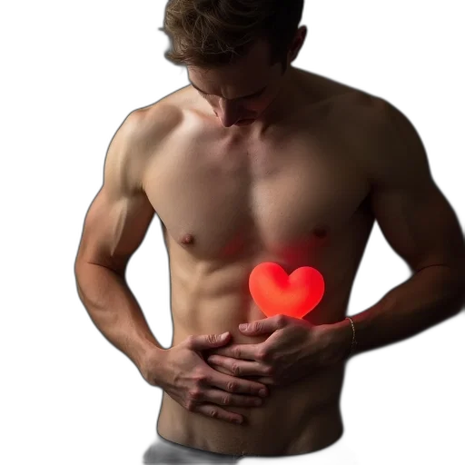 man, heart, shaped, body, has, stomach, problems transparent PNG cut-out