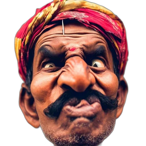 face, mask, staff, hat, 3d render, photorealistic, oil painting, concept art transparent PNG cut-out
