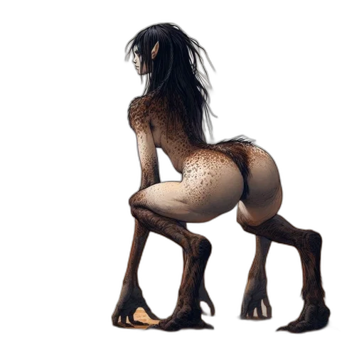 animal, creature, hair, dress, concept art, fantasy art, 3d render, photorealistic transparent PNG cut-out