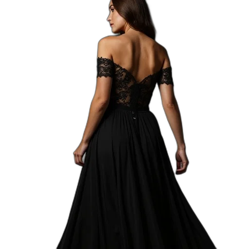 dress, dark, woman, wearing transparent PNG cut-out