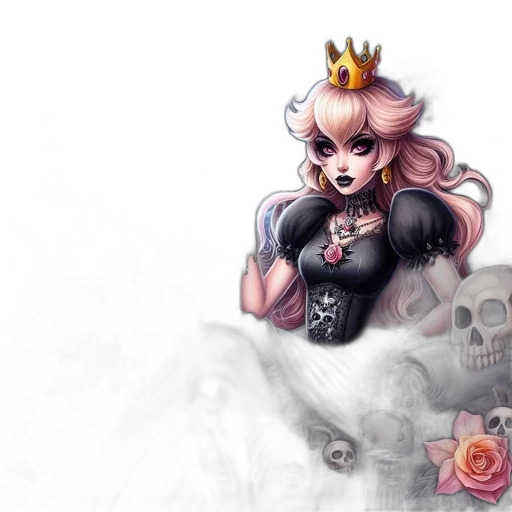 crown, weapon, fantasy art, concept art, pixel art, anime, dark, monochrome transparent PNG cut-out