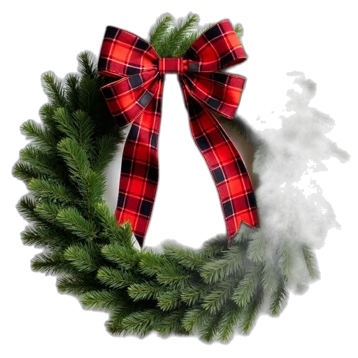 christmas, wreath, green, red transparent PNG cut-out
