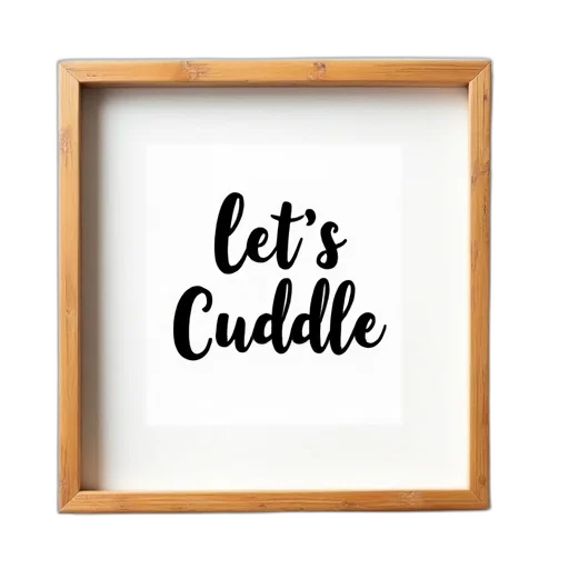furniture, framed, picture, black, white, cursive, script, reads transparent PNG cut-out