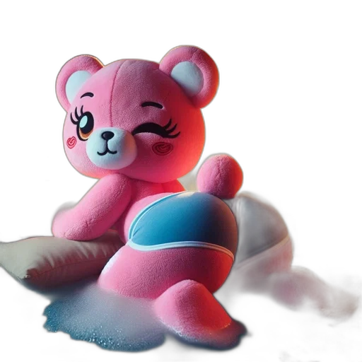 creature, 3d render, concept art, vaporwave, photorealistic, pastel, plush, toy transparent PNG cut-out
