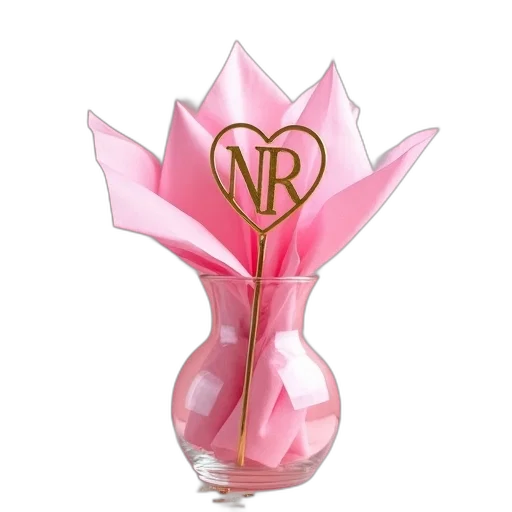 bottle, 3d render, clear, glass, vase, filled, pink, tissue transparent PNG cut-out